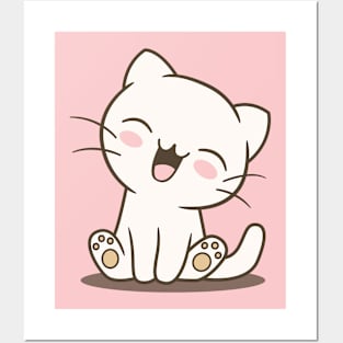 Cute Laughing Cat Posters and Art